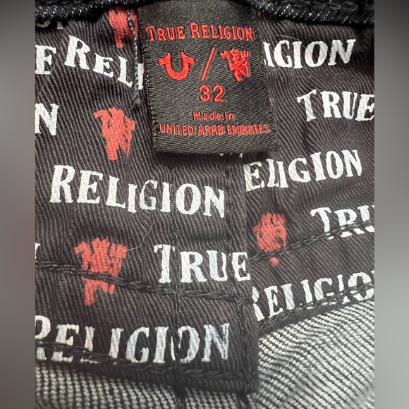 True Religion Manchester Dk Blue Mens Jeans with red label, Size 32, inseam 33” - Picture 10 of 12